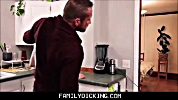 Stepdad and stepsons engage in taboo Thanksgiving threesome