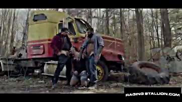 Brutal truckers crush dude's knees in rough sex