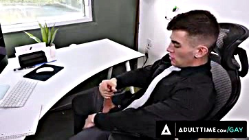 Trevor caught jerking off by boss in office