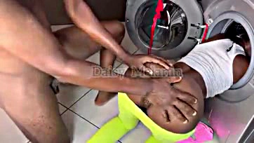 Friend's wife gets screwed by him in washer