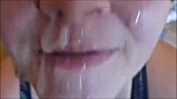 Sadee gives girl intense facial cum shot slow mo