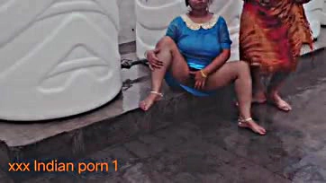 Sexy Indian auntie gets fucked after rain bath